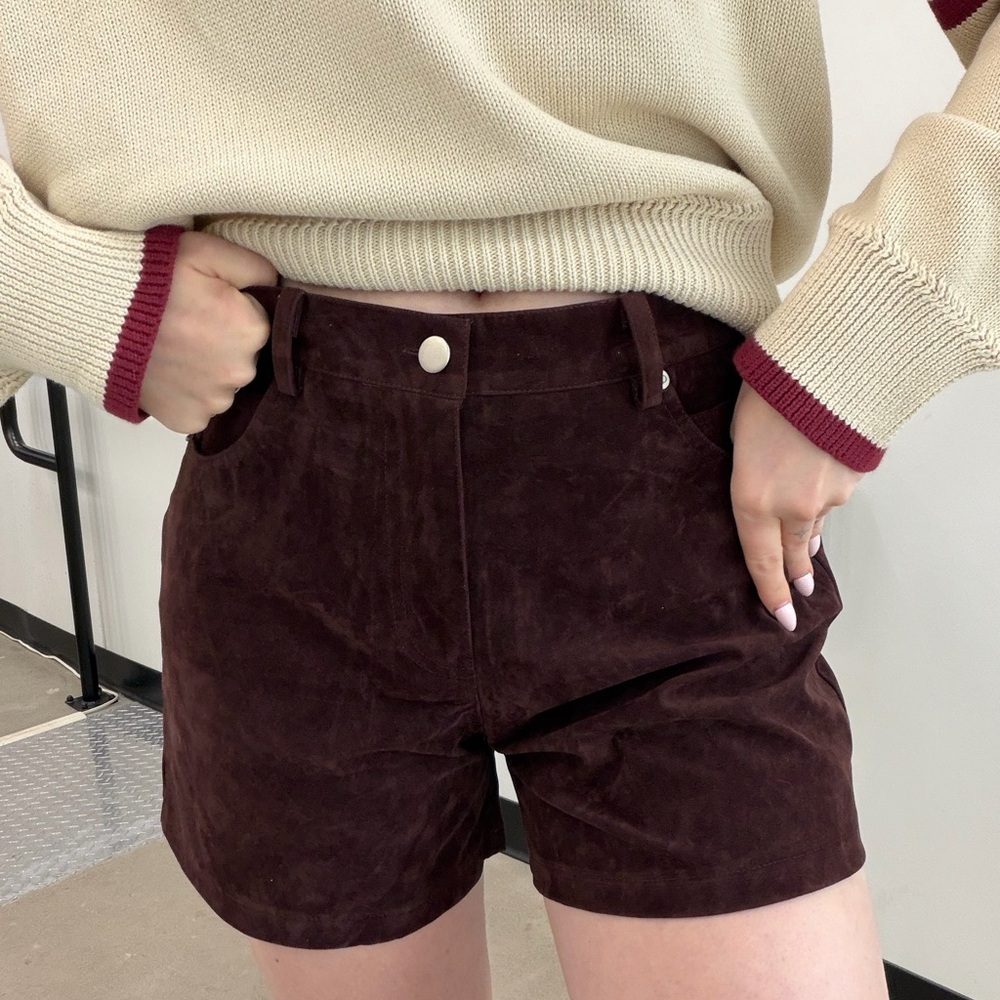 Women's Brown Faux Suede Shorts